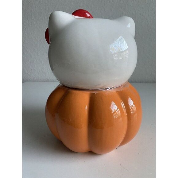 Hello Kitty Halloween Large Jack-o-Lantern Pumpkin Ceramic Cookie Jar NEW - Picture 6 of 10